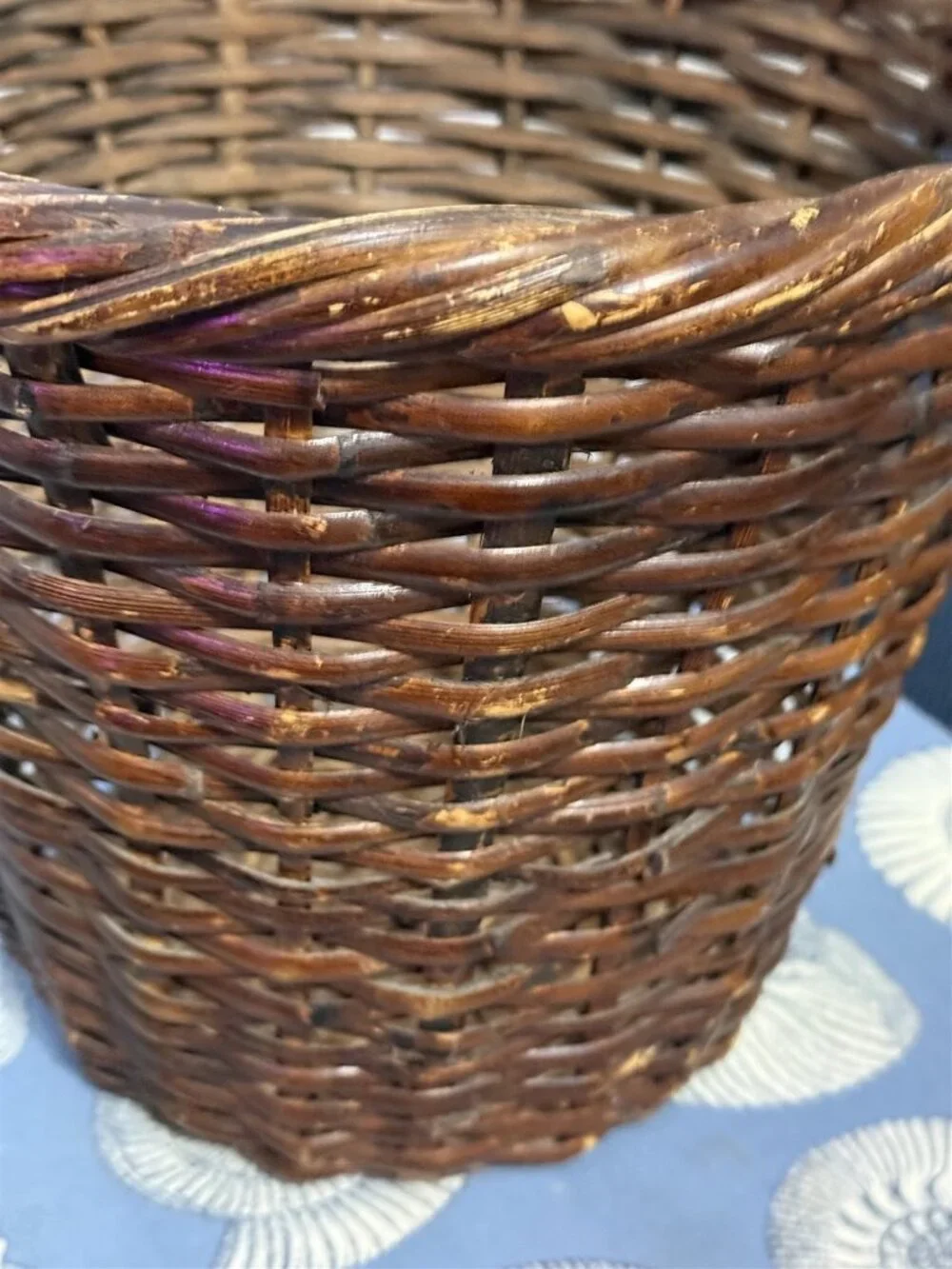 Vintage Rattan Wicker Planter Basket Brown Tall